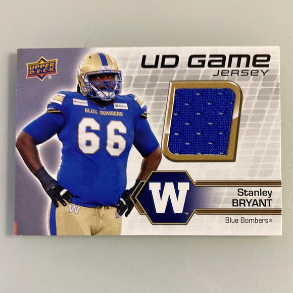 2021 Upper Deck CFL UD-SB Stanley Bryant - Winnipeg Blue Bombers - UD Game Jersey