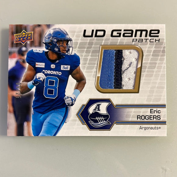 2021 Upper Deck CFL UD-ER Eric Rogers - Toronto Argonauts - UD Game Patch #09/25