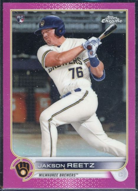 2022 Topps Chrome Baseball - Pink Refractor - 157 Jakson Reetz - Milwaukee Brewers RC