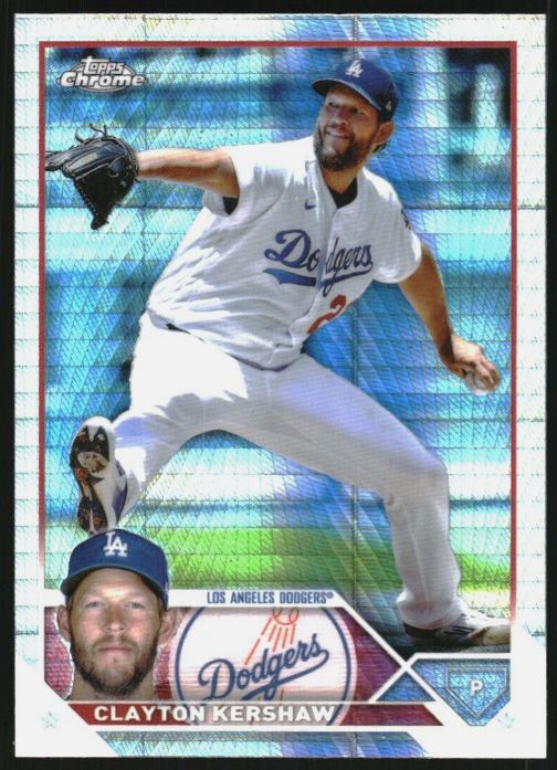 2023 Topps Chrome - Prism Refractor - 77 Clayton Kershaw - Los Angeles Dodgers