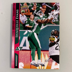 2021 Upper Deck CFL 183 Shaq Evans - Saskatchewan Roughriders - Red 020/165