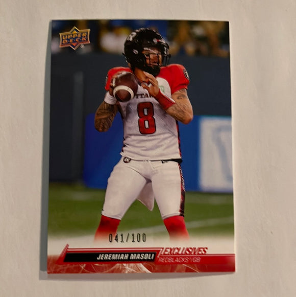 2023 Upper Deck CFL - Canadian Football League -Exclusives - #041/100 - 18 Jeremiah Masoli - Ottawa Redblacks