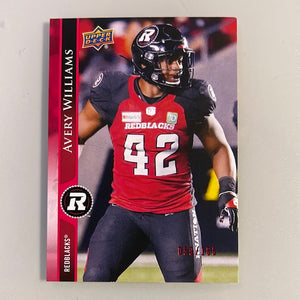 2021 Upper Deck CFL 45 Avery Williams - Ottawa Redblacks - Red 059/165