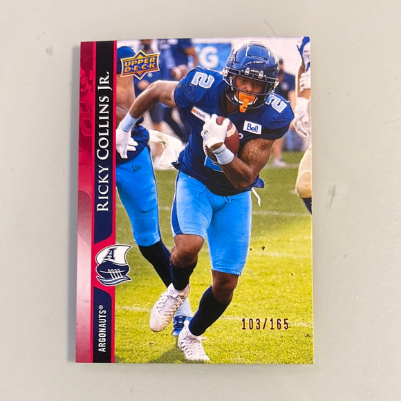 2021 Upper Deck CFL 138 Ricky Collins Jr. - Toronto Argonauts - Red 103/165