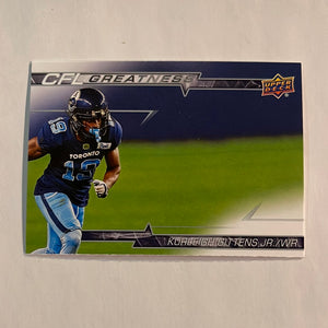 2023 Upper Deck CFL - Canadian Football League - CFL Greatness - CG-KG Kurleigh Gittens Jr. - Toronto Argonauts