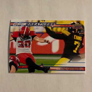 2023 Upper Deck CFL - Canadian Football League - CFL Greatness -Blue - #185/299 - CG-RP Rene Paredes - Calgary Stampeders