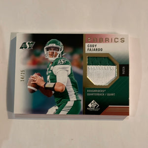 2021 SP Game Used CFL Canadian Football League - Fabrics - Patch - CF Cody Fajardo - Saskatchewan Roughriders - #14/25