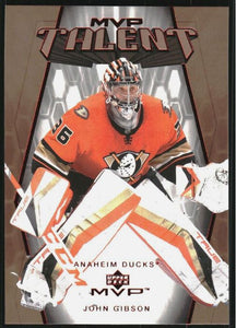 2023-24 Upper Deck MVP Hockey - 20th Anniversary MVP Talent - MT-10 John Gibson - Anaheim Ducks