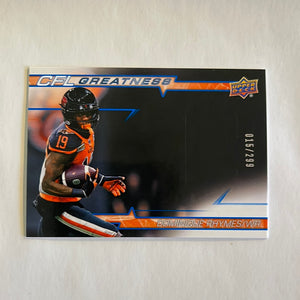 2023 Upper Deck CFL - Canadian Football League - CFL Greatness -Blue - #015/299 - CG-DR Dominique Rhymes - BC Lions