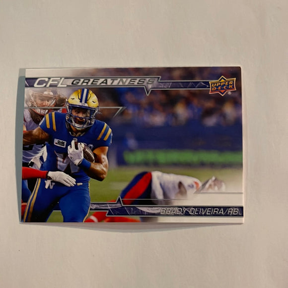 2023 Upper Deck CFL - Canadian Football League - CFL Greatness - CG-BO Brady Oliveira - Winnipeg Blue Bombers