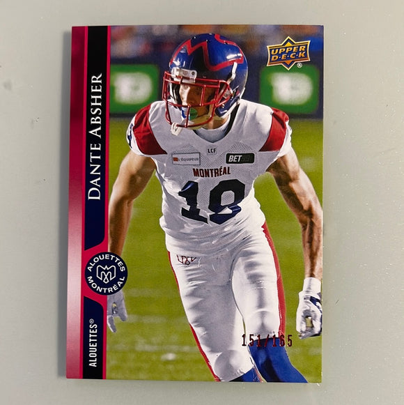 2021 Upper Deck CFL 83 Dante Absher - Montreal Alouettes - Red 151/165