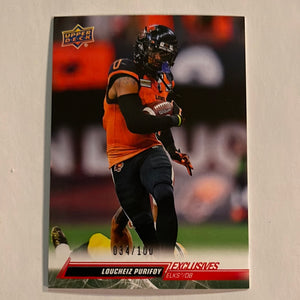 2023 Upper Deck CFL - Canadian Football League -Exclusives - #034/100 - 59 Loucheiz Purifoy - Edmonton Elks