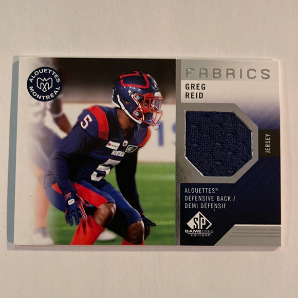 2021 SP Game Used CFL Canadian Football League - Fabrics - GR Greg Reid - Montreal Alouettes