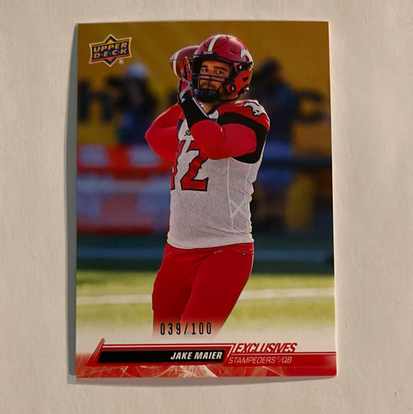 2023 Upper Deck CFL - Canadian Football League -Exclusives - #039100 - 93 Jake Maier - Calgary Stampeders