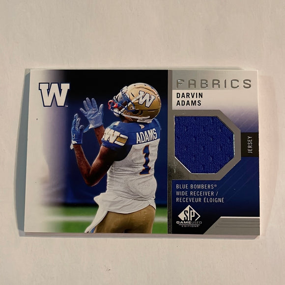 2021 SP Game Used CFL Canadian Football League - Fabrics - AD Darvin Adams - Winnipeg Blue Bombers