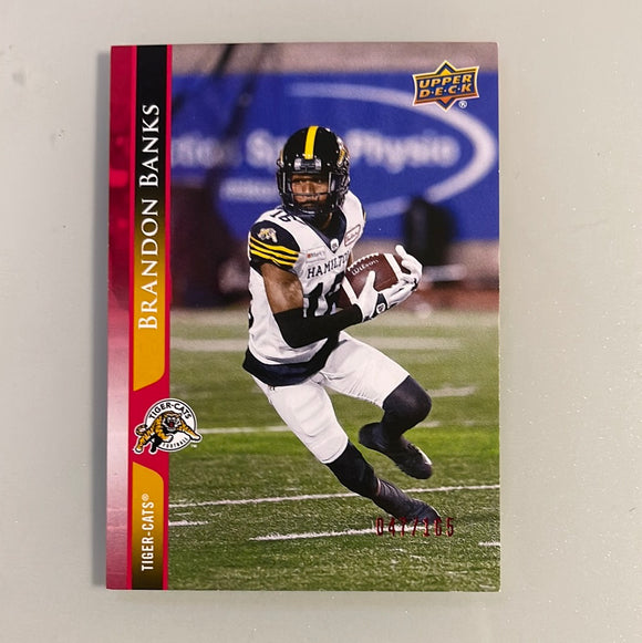 2021 Upper Deck CFL 1 Brandon Banks - Hamilton Tiger Cats - Red 047/165