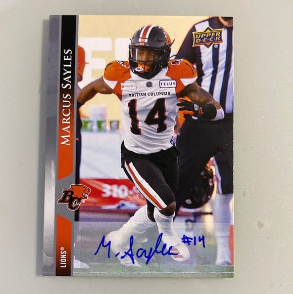 2021 Upper Deck CFL 2021 Upper Deck CFL 20 Marcus Sayles - Lions - E 1:11 - Autograph