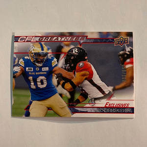 2023 Upper Deck CFL - Canadian Football League -Exclusives - #059/100 - CFL Greatness - CG-ND Nic Demski - Winnipeg Blue Bombers