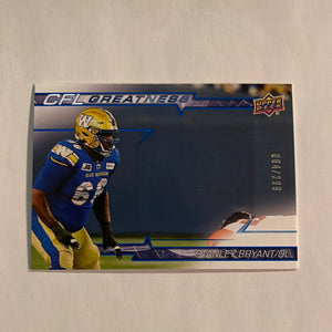 2023 Upper Deck CFL - Canadian Football League - CFL Greatness -Blue - #064/299 - CG-SB Stanley Bryant - Winnipeg Blue Bombers