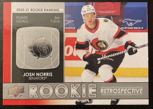 2021-22 Upper Deck Hockey Series One - Rookie Retrospective - RR-8 Josh Norris - Ottawa Senators