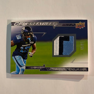 2023 Upper Deck CFL - Canadian Football League -CFL Greatness - Patch - #13/35 - CG-KG Kurleigh Gittens Jr. - Toronto Argonauts