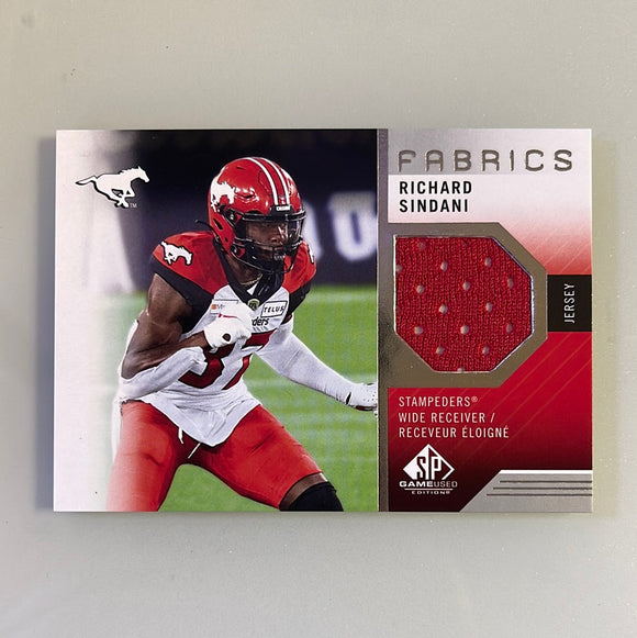 2021 SP Game Used CFL Canadian Football League - Fabrics - RS Richie Sindani - Calgary Stampeders