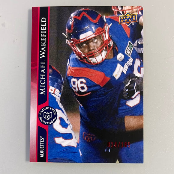 2021 Upper Deck CFL 23 Michael Wakefield - Montreal Alouettes - Red 024/165