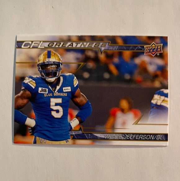 2023 Upper Deck CFL - Canadian Football League - Gold Glossy - CFL Greatness - CG-WJ Willie Jefferson - Winnipeg Blue Bombers