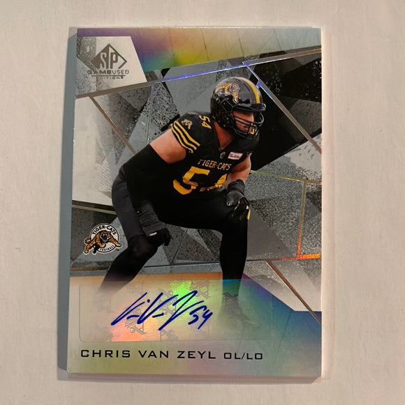 2021 SP Game Used CFL Canadian Football League - Autograph - A-CV Chris Van Zeyl - Tiger Cats - E 1:3