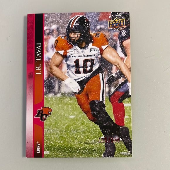 2021 Upper Deck CFL 33 J.R. Tavai - BC Lions - Red 115/165