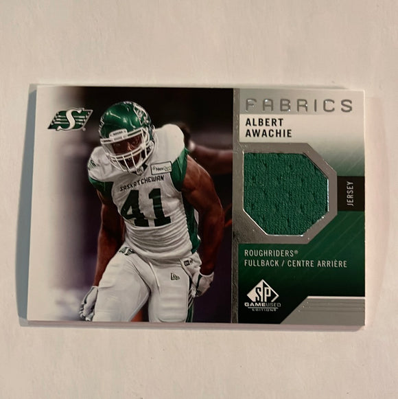 2021 SP Game Used CFL Canadian Football League - Fabrics - AA Albert Awachie - Saskatchewan Roughriders