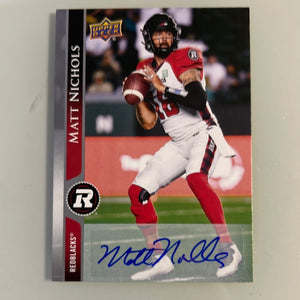 2021 Upper Deck CFL 149 Matt Nichols - Redblacks - E 1:11 - Autograph