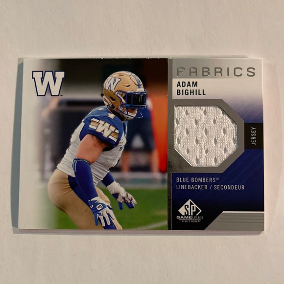 2021 SP Game Used CFL Canadian Football League - Fabrics - AB Adam Bighill - Winnipeg Blue Bombers