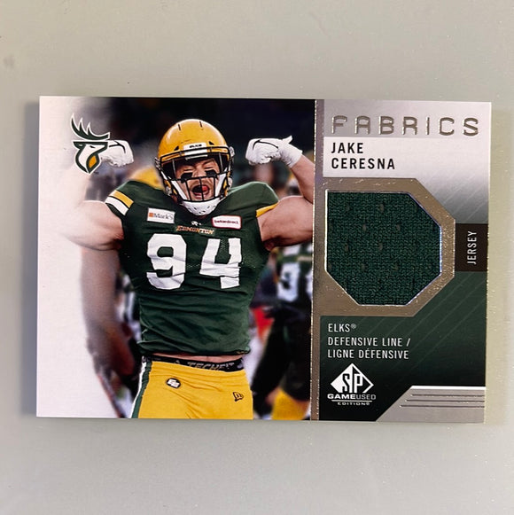 2021 SP Game Used CFL Canadian Football League - Fabrics - JC Jake Ceresna - Edmonton Eskimos