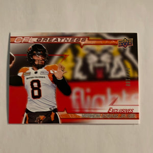 2023 Upper Deck CFL - Canadian Football League - CFL Greatness - Exclusives - #024/100 -CG-VA Vernon Adams Jr. - BC Lions