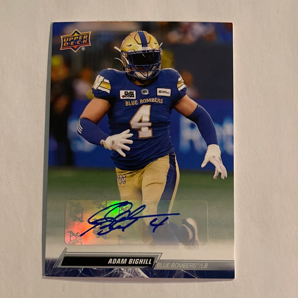 2023 Upper Deck CFL - Canadian Football League - Autograph - 13 Adam Bighill - Blue Bombers - E 1:7