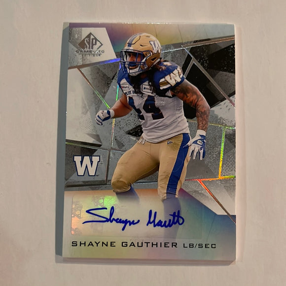 2021 SP Game Used CFL Canadian Football League - Autograph - A-SG Shayne Gauthier - Blue Bombers - D 1:2