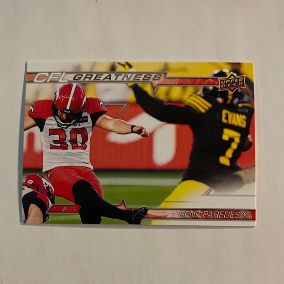 2023 Upper Deck CFL - Canadian Football League - CFL Greatness - CG-RP Rene Paredes - Calgary Stampeders