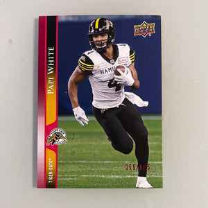 2021 Upper Deck CFL 123 Papi White - Hamilton Tiger Cats - Red 056/165