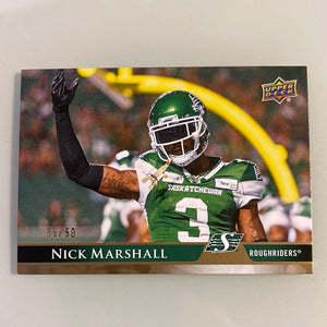 2021 Upper Deck CFL 9 Nick Marshall - Saskatchewan Roughriders - Gold #5/50