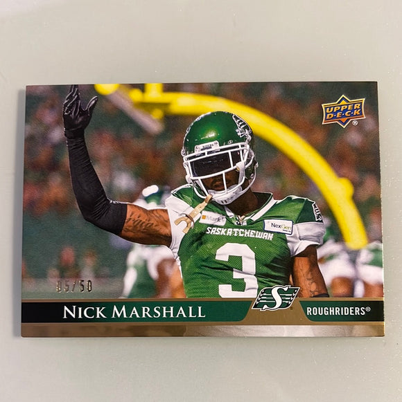 2021 Upper Deck CFL 9 Nick Marshall - Saskatchewan Roughriders - Gold #5/50