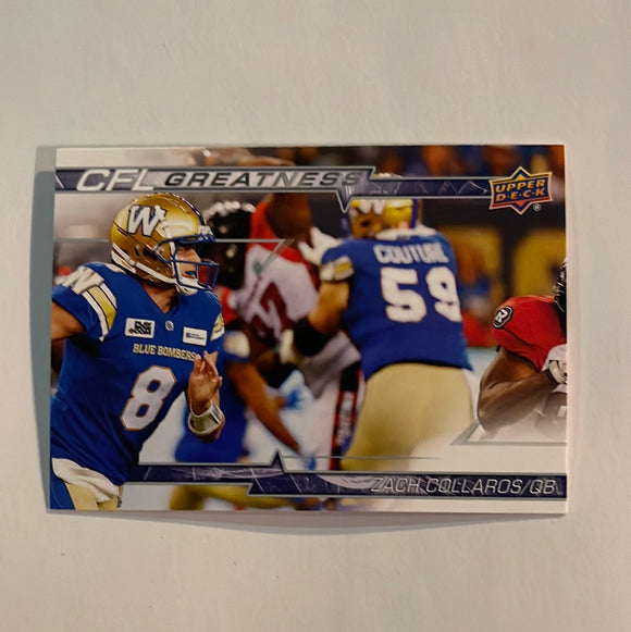 2023 Upper Deck CFL - Canadian Football League - CFL Greatness - CG-ZC Zach Callaros - Winnipeg Blue Bombers