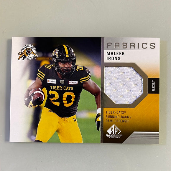 2021 SP Game Used CFL Canadian Football League - Fabrics - MI Maleek Irons - Hamilton Tiger Cats