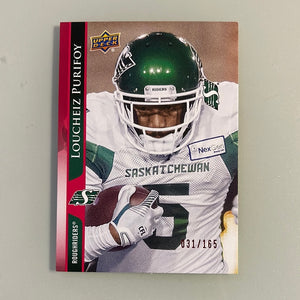 2021 Upper Deck CFL 70 Loucheiz Purifoy - Saskatchewan Roughriders - Red 031/165