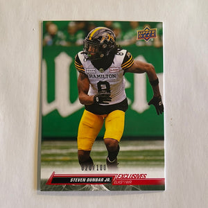 2023 Upper Deck CFL - Canadian Football League -Exclusives - #028/100 - 28 Steven Dunbar Jr. - Edmonton Elks