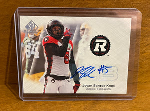 2023 Upper Deck SP Game Used CFL Canadian Football League - Base Autograph - CFL-JS Jovan Santos-Knox – Ottawa RedBlacks