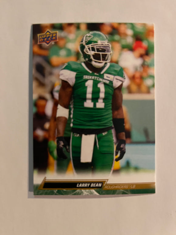 2023 Upper Deck CFL - Canadian Football League - Gold Glossy - 31 Larry Dean - Saskatchewan Roughriders