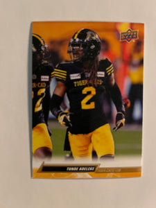 2023 Upper Deck CFL - Canadian Football League - Gold Glossy - 21 Tunde Adeleke - Hamilton Tiger Cats