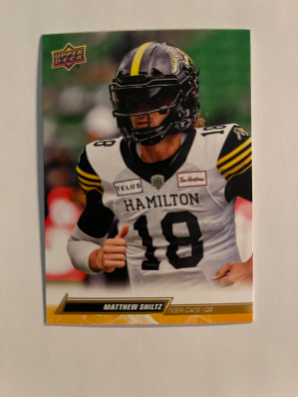 2023 Upper Deck CFL - Canadian Football League - Gold Glossy - 8 Matthew Shiltz - Hamilton Tiger Cats