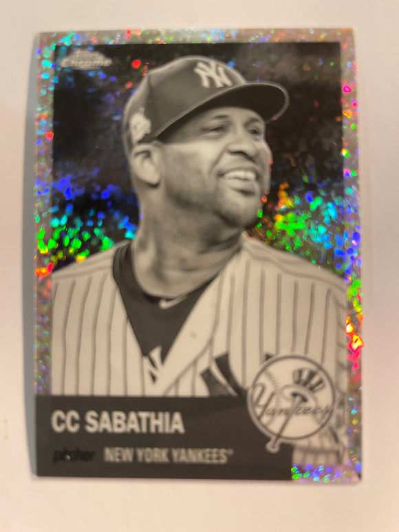 2022 Topps Chrome Platinum - Black & White Mini Diamond - 140 CC Sabathia - New York Yankees